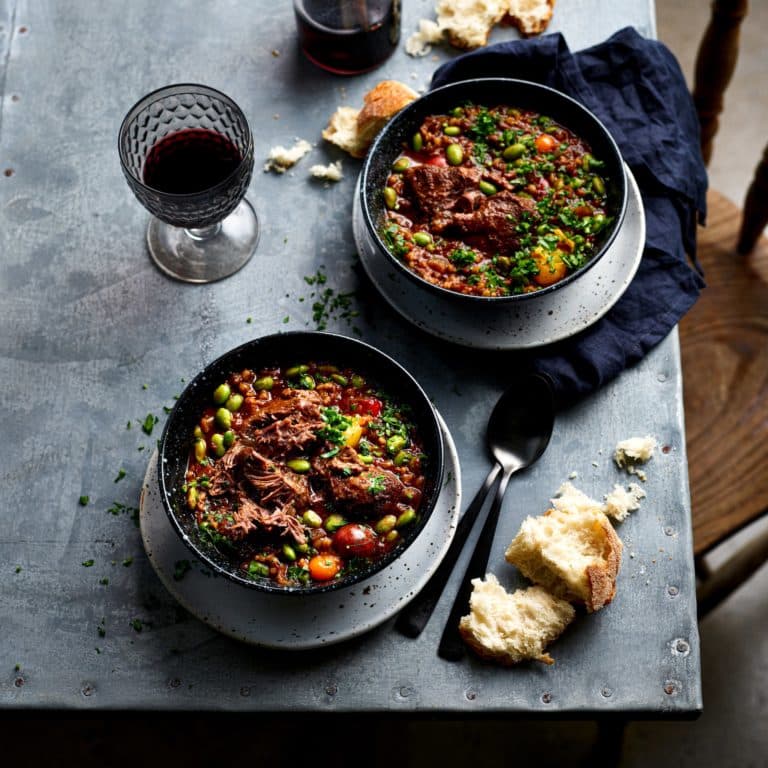 BEEF AND BARLEY STEW WITH FENNEL AND SOYBEANS