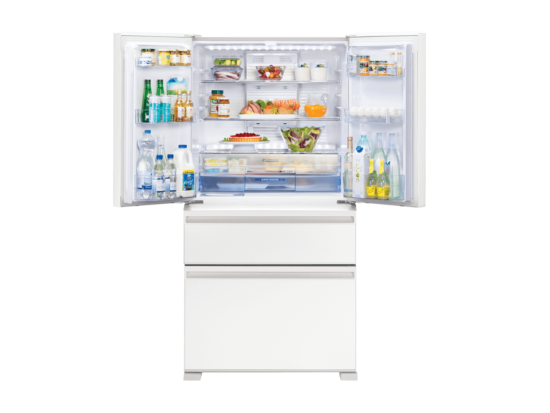 Réfrigérateur multi portes 564 L Total No Frost verre blanc