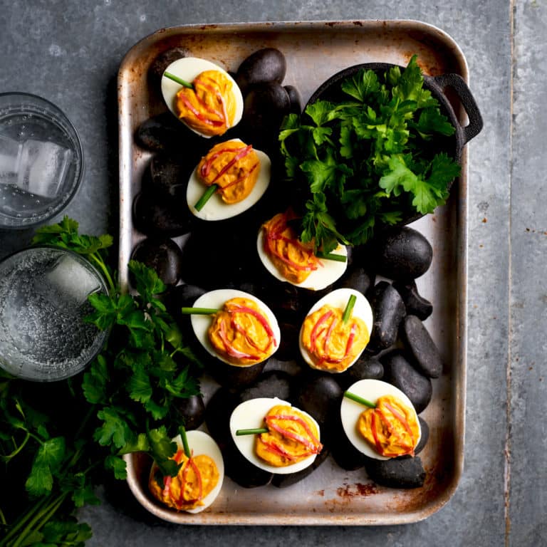 JACK-O-LANTERN DEVILLED EGGS