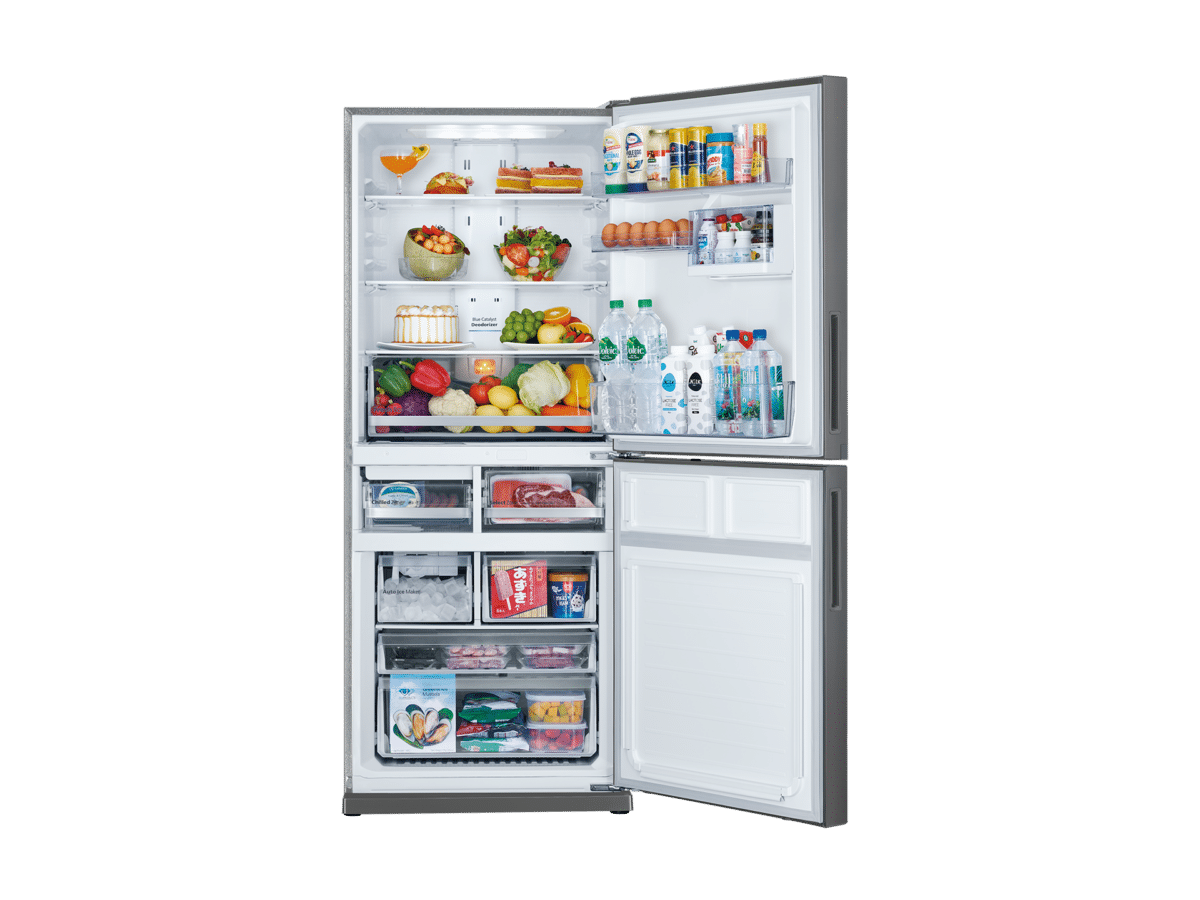 MR-HS421EX-SS 421L 2 Door Bottom Mount Fridge - Sterling Silver