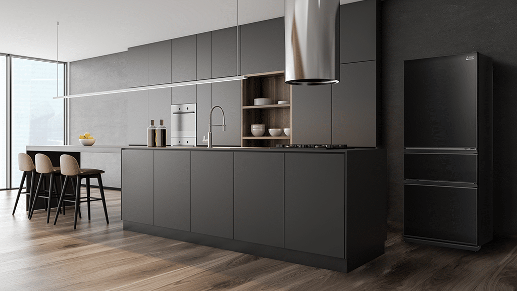 Bottom mount black fridges for apartment living