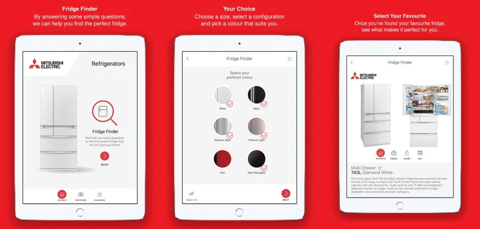Use the ME Fridge Finder app to find your perfect fridge
